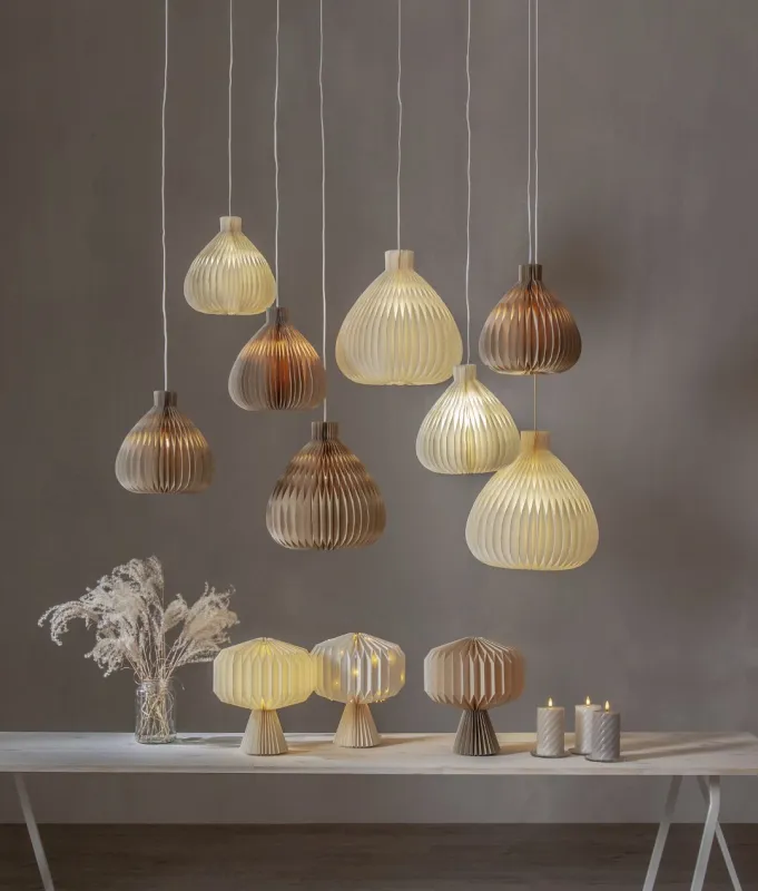 Świeca LED woskowa filarowa FLAMME SWIRL Beżowa 15cm na baterie — zdjęcie 7