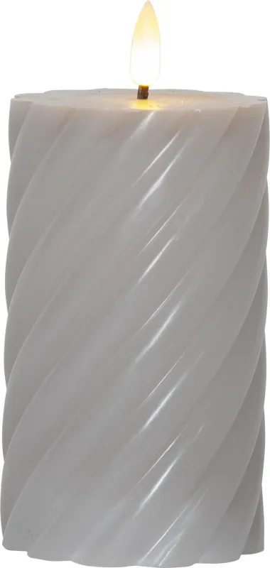 Świeca LED woskowa filarowa FLAMME SWIRL Szara 15cm na baterie — zdjęcie 2