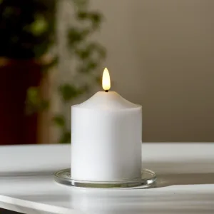 Świeca LED woskowa filarowa FLAMME TOP Biała 12cm na baterie
