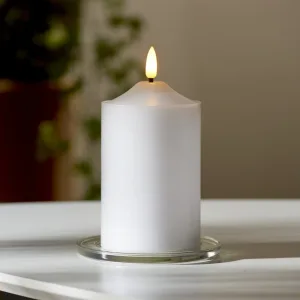 Świeca LED woskowa filarowa FLAMME TOP Biała 15cm na baterie