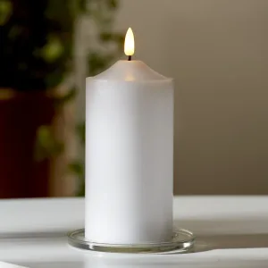 Świeca LED woskowa filarowa FLAMME TOP Biała 17cm na baterie