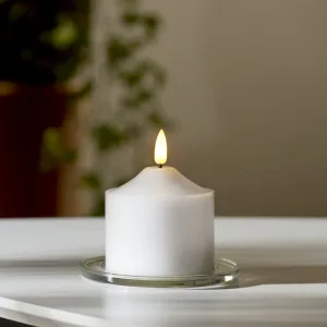 Świeca LED woskowa filarowa FLAMME TOP Biała 9,5cm na baterie
