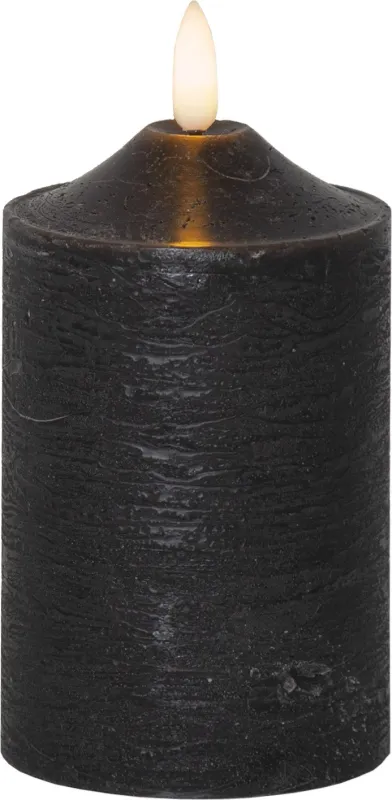 Świeca LED woskowa filarowa FLAMME TOP Czarna 15cm na baterie — zdjęcie 2