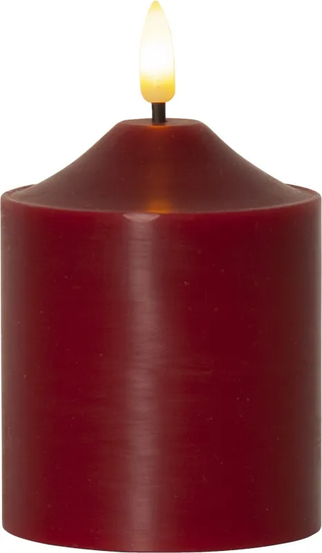 Świeca LED woskowa filarowa FLAMME TOP Czerwona 12cm na baterie — zdjęcie 2