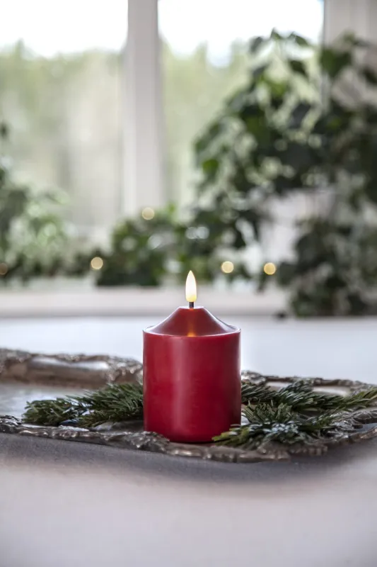 Świeca LED woskowa filarowa FLAMME TOP Czerwona 12cm na baterie — zdjęcie 8