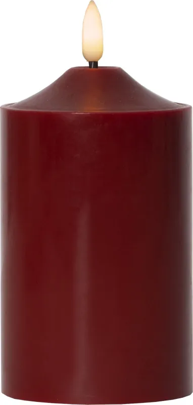 Świeca LED woskowa filarowa FLAMME TOP Czerwona 15cm na baterie — zdjęcie 2