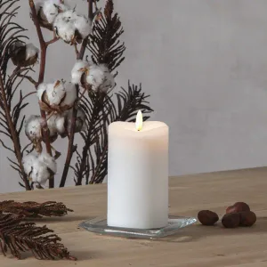 Świeca LED woskowa pieńkowa FLAMME Biała 14cm na baterie