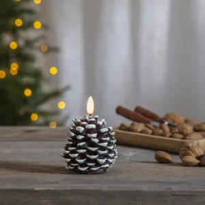 Świeca woskowa szyszka LED FLAMME CONE Brązowa 10,5cm na baterie