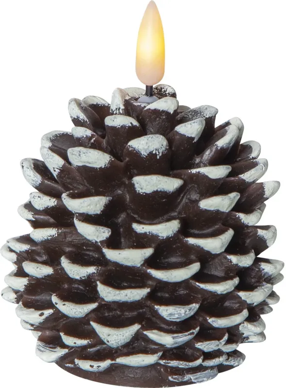 Świeca woskowa szyszka LED FLAMME CONE Brązowa 10,5cm na baterie — zdjęcie 2