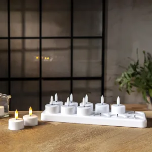 Zestaw 12x świeca LED Tealight FLAMME CHARGE akumulatorowe ze stacją ładowania