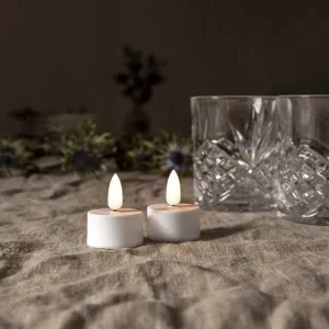 Zestaw 2x świeca LED Tealight FLAMME Biała 5cm na baterie
