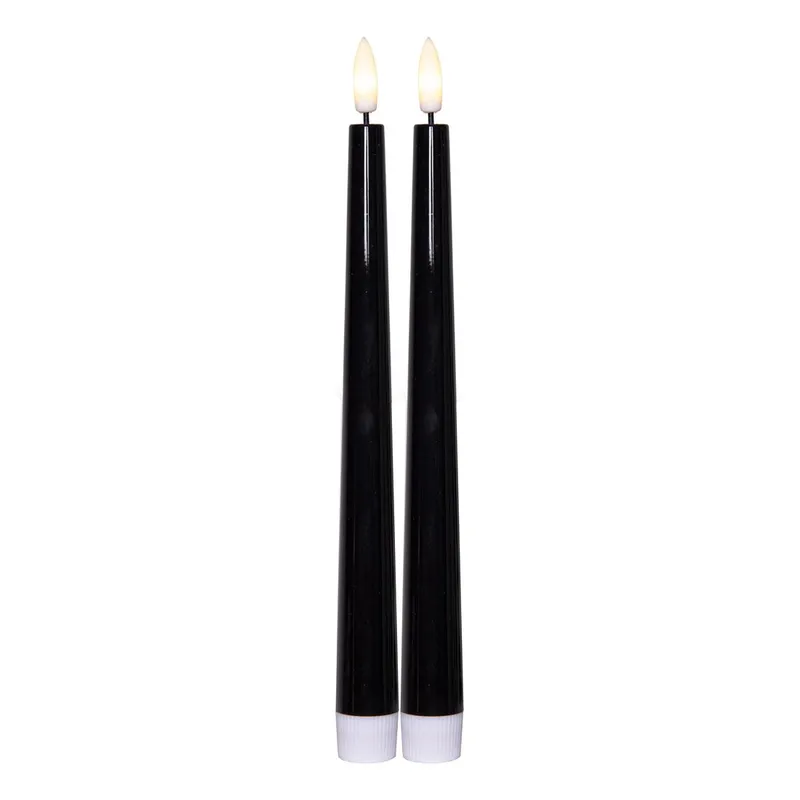 Zestaw 2x świeca LED obiadowa FLAMME CANDY Czarna 26cm na baterie — zdjęcie 2
