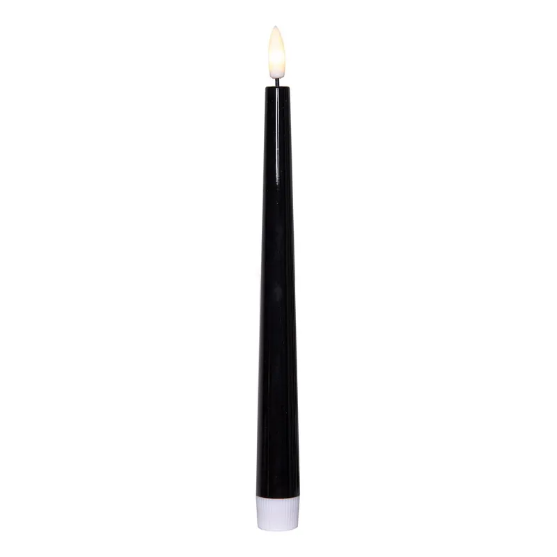 Zestaw 2x świeca LED obiadowa FLAMME CANDY Czarna 26cm na baterie — zdjęcie 8