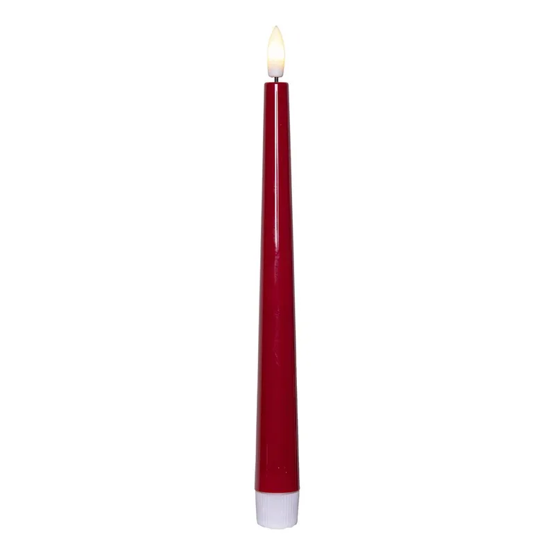 Zestaw 2x świeca LED obiadowa FLAMME CANDY Czerwona 26cm na baterie — zdjęcie 4