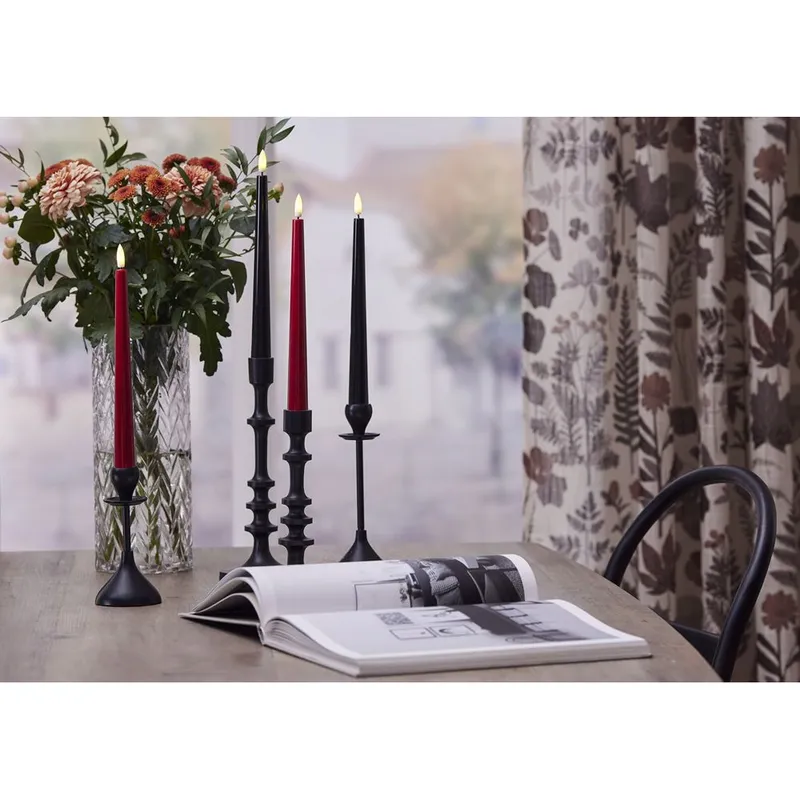 Zestaw 2x świeca LED obiadowa FLAMME CANDY Czerwona 26cm na baterie — zdjęcie 7
