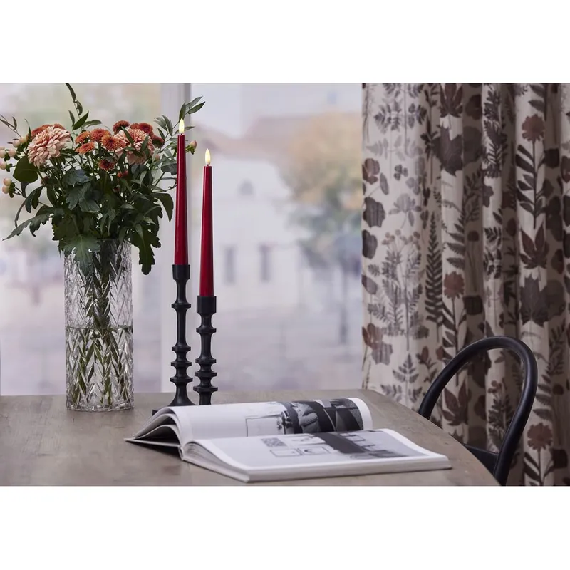 Zestaw 2x świeca LED obiadowa FLAMME CANDY Czerwona 26cm na baterie — zdjęcie 9