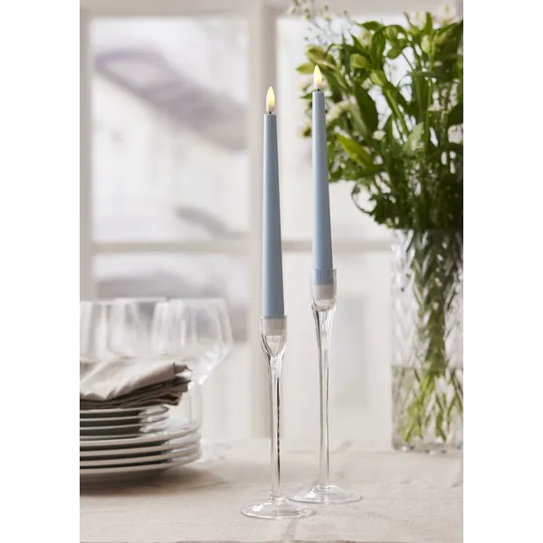Zestaw 2x świeca LED obiadowa FLAMME CANDY Niebieska 26cm na baterie — zdjęcie 4