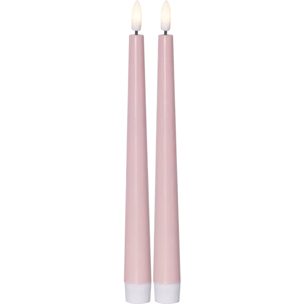 Zestaw 2x świeca LED obiadowa FLAMME CANDY Różowa 26cm na baterie — zdjęcie 2