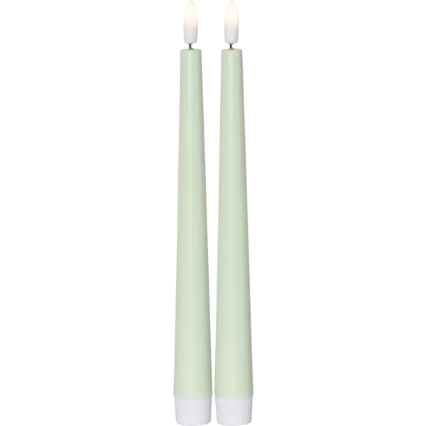 Zestaw 2x świeca LED obiadowa FLAMME CANDY Zielona 26cm na baterie — zdjęcie 2