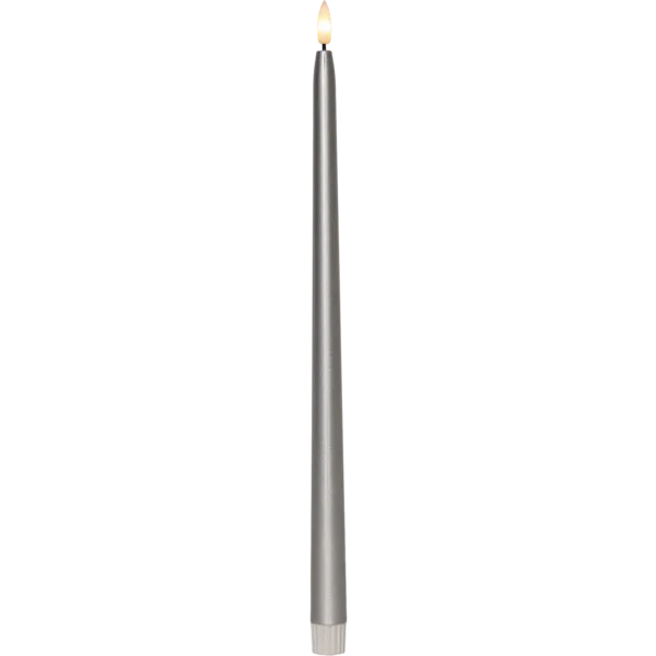 Zestaw 2x świeca LED obiadowa FLAMME METAL Srebrna 39cm na baterie — zdjęcie 5