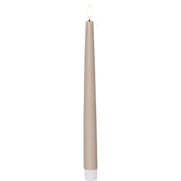 Zestaw 2x świeca LED obiadowa FLAMME SLIM Beżowa 28cm z pilotem — zdjęcie 8