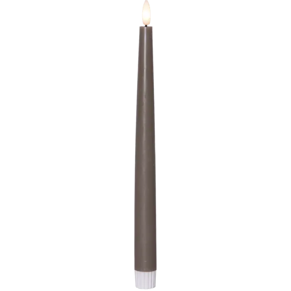 Zestaw 2x świeca LED obiadowa FLAMME SLIM Brązowo-szara 28cm z pilotem — zdjęcie 9