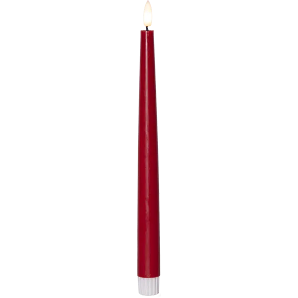 Zestaw 2x świeca LED obiadowa FLAMME SLIM Czerwona 28cm z pilotem — zdjęcie 7