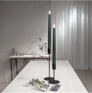 Zestaw 2x świeca LED obiadowa FLAMME SLIM Zielona 28cm z pilotem