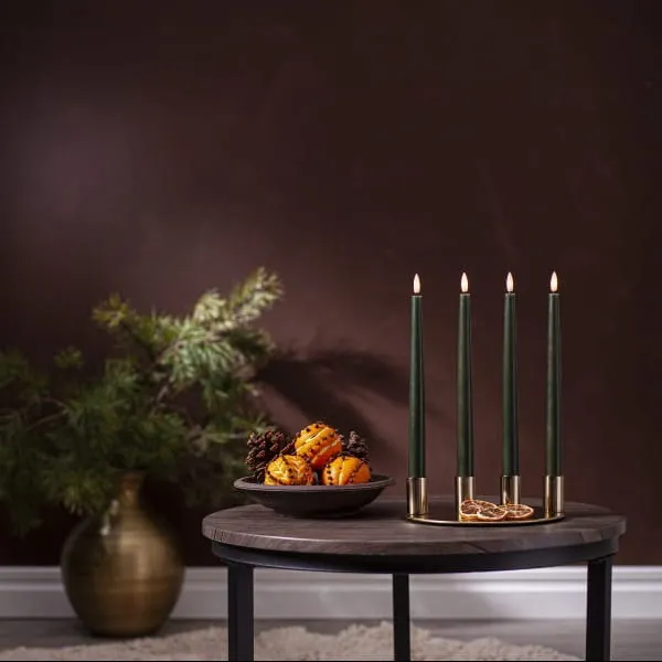 Zestaw 2x świeca LED obiadowa FLAMME SLIM Zielona 28cm z pilotem — zdjęcie 4