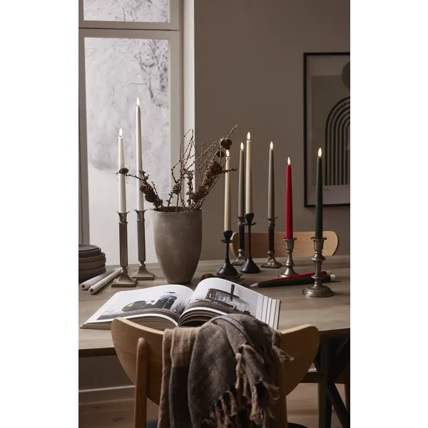 Zestaw 2x świeca LED obiadowa FLAMME SLIM Zielona 28cm z pilotem — zdjęcie 8