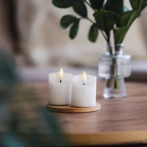 Zestaw 2x świeca LED woskowa FLAMME RUSTIC Biała 7,5cm na baterie