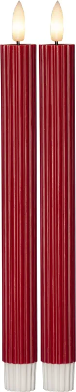 Zestaw 2x świeca LED woskowa FLAMME STRIPE Czerwona 25cm na baterie — zdjęcie 2