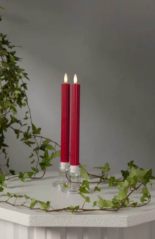 Zestaw 2x świeca LED woskowa FLAMME STRIPE Czerwona 25cm na baterie — zdjęcie 4