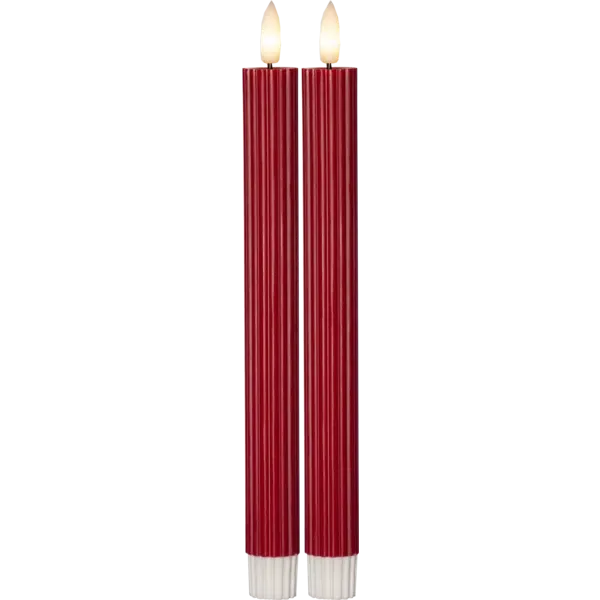 Zestaw 2x świeca LED woskowa FLAMME STRIPE Czerwona 25cm na baterie — zdjęcie 7