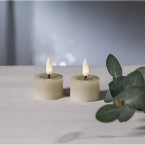 Zestaw 2x świeca LED woskowa Tealight FLAMME FLOW Beżowa na baterie