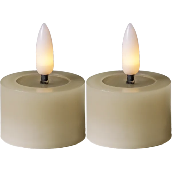 Zestaw 2x świeca LED woskowa Tealight FLAMME FLOW Beżowa na baterie — zdjęcie 2