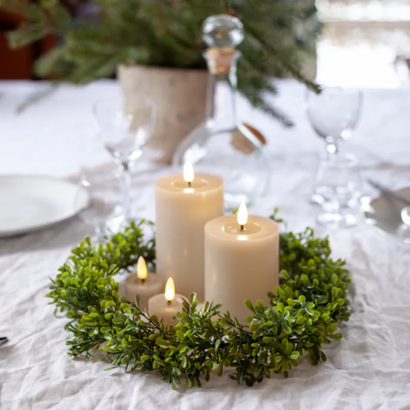 Zestaw 2x świeca LED woskowa Tealight FLAMME FLOW Beżowa na baterie — zdjęcie 3