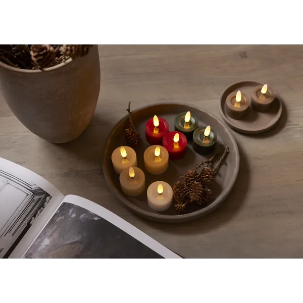 Zestaw 2x świeca LED woskowa Tealight FLAMME FLOW Beżowa na baterie — zdjęcie 6