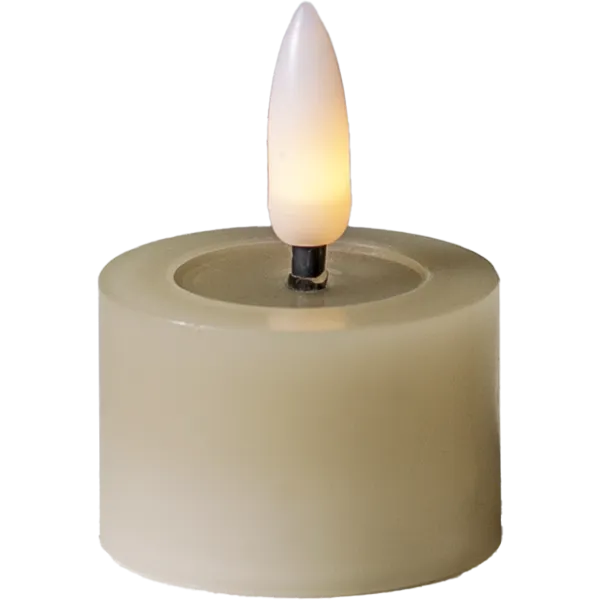 Zestaw 2x świeca LED woskowa Tealight FLAMME FLOW Beżowa na baterie — zdjęcie 7