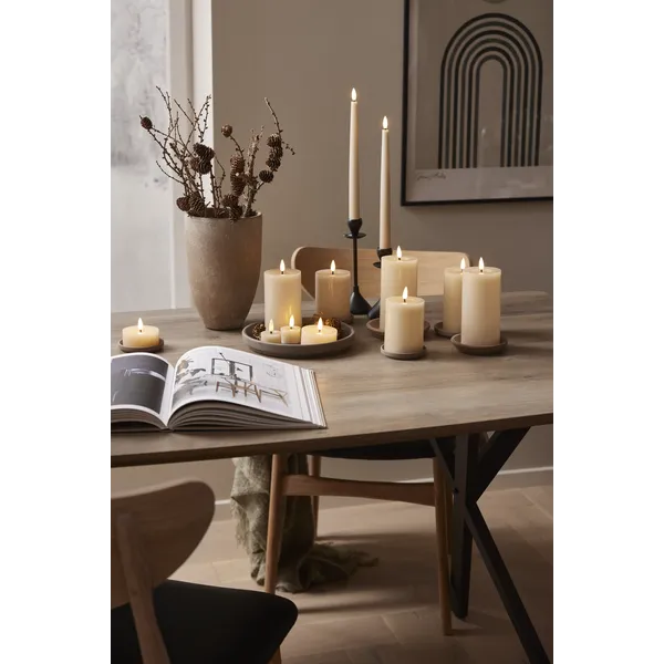 Zestaw 2x świeca LED woskowa Tealight FLAMME FLOW Beżowa na baterie — zdjęcie 10