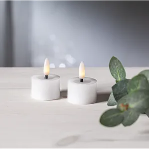 Zestaw 2x świeca LED woskowa Tealight FLAMME FLOW Biała na baterie