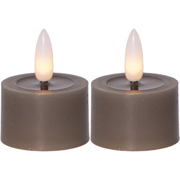 Zestaw 2x świeca LED woskowa Tealight FLAMME FLOW Brązowo-szara na baterie — zdjęcie 2