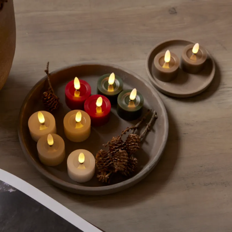 Zestaw 2x świeca LED woskowa Tealight FLAMME FLOW Brązowo-szara na baterie — zdjęcie 3
