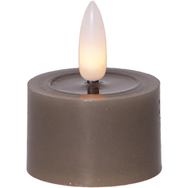 Zestaw 2x świeca LED woskowa Tealight FLAMME FLOW Brązowo-szara na baterie — zdjęcie 5