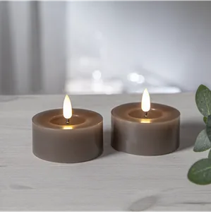 Zestaw 2x świeca LED woskowa Tealight FLAMME FLOW Brązowo-szara na naterie