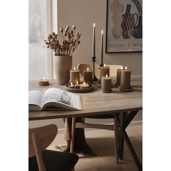 Zestaw 2x świeca LED woskowa Tealight FLAMME FLOW Brązowo-szara na naterie — zdjęcie 4
