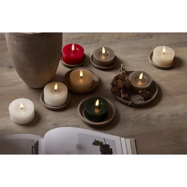 Zestaw 2x świeca LED woskowa Tealight FLAMME FLOW Brązowo-szara na naterie — zdjęcie 5