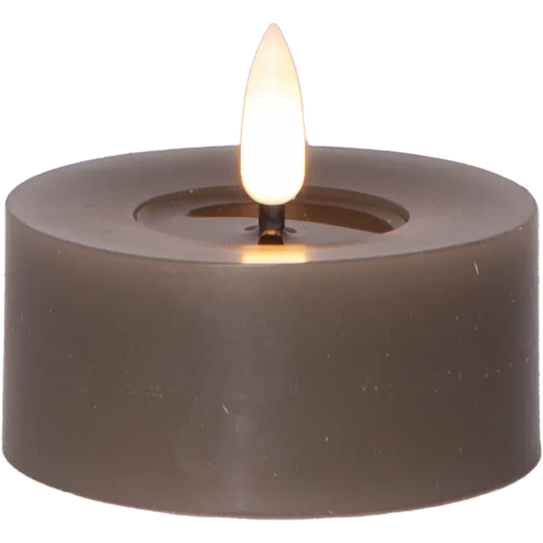 Zestaw 2x świeca LED woskowa Tealight FLAMME FLOW Brązowo-szara na naterie — zdjęcie 7