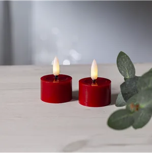 Zestaw 2x świeca LED woskowa Tealight FLAMME FLOW Czerwona na baterie