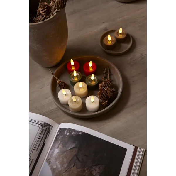 Zestaw 2x świeca LED woskowa Tealight FLAMME FLOW Czerwona na baterie — zdjęcie 4